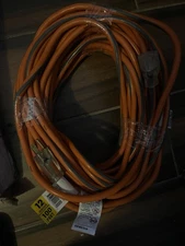 RIDGID Indoor/Outdoor Extension Cord 100' 12/3 Heavy Duty Lighted End Orange 