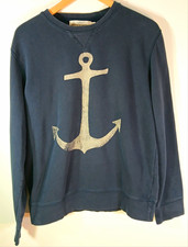 H M L.O.G.G. Women  s Blue Fleece Crewneck Pullover Anchor Graphic Sweatshirt L