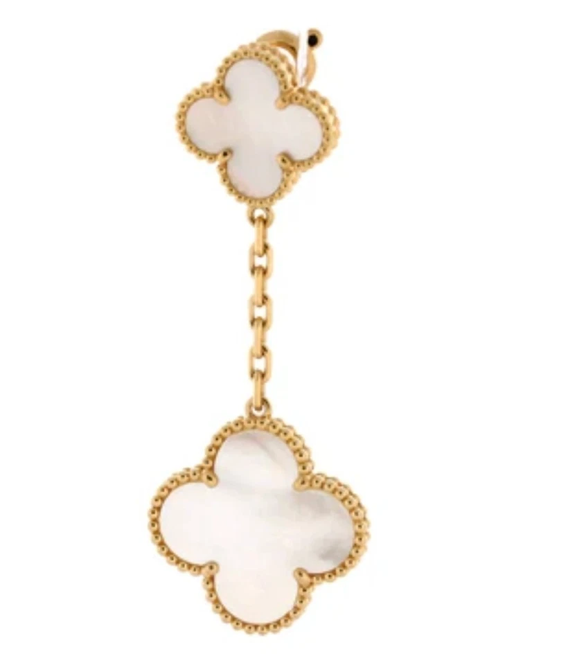 Pendiente Alhambra Mágica VAN CLEEF & ARPELS Oro Amarillo Madreperla 2 Motivos  Foto 3 de 3