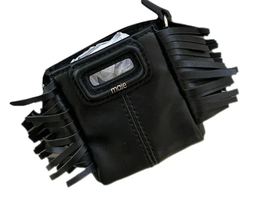 Mini bolso bandolera de cuero negro para mujer Maje Foto 2 de 4