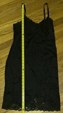 Vintage 100 Nylon Women s Full Slip Size 34 Black Lace Trimmed Made In USA