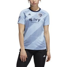 Adidas MLS Sporting Kansas City Home Women Soccer Jersey Sz L NEW DP4829 RARE