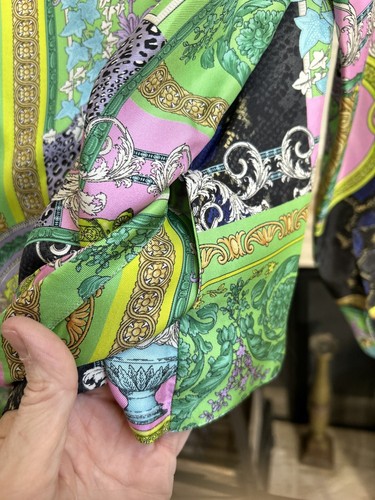 $1150 VERSACE Barocco tie front wrap silk top sz EU 42 / US 8 - Picture 12 of 16