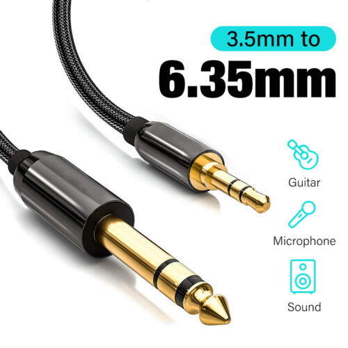3.5mm to 6.35mm Stereo Audio Cable For Laptop/Home Theater Devices/Amplifiers - Picture 1 of 16