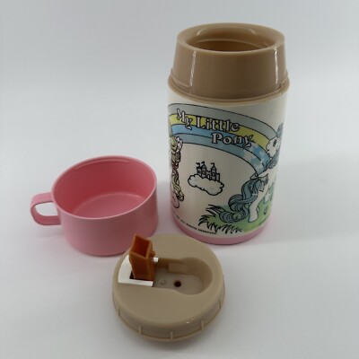 My Little Pony Thermos 1986 Aladdin Pink Rainbow w/ Cup & Straw Vintage Rare