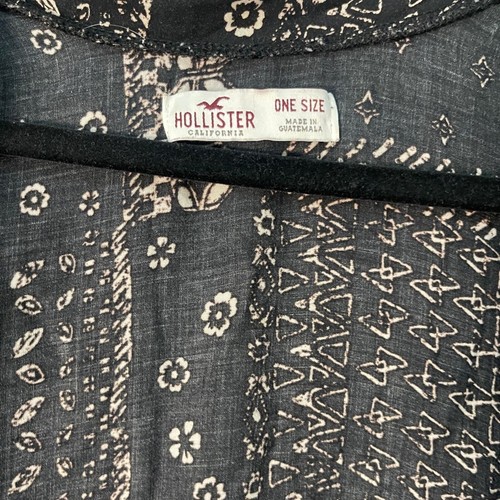 Hollister Co. Womens Kimono Sz One Size Black Abstract Boho - Picture 3 of 7