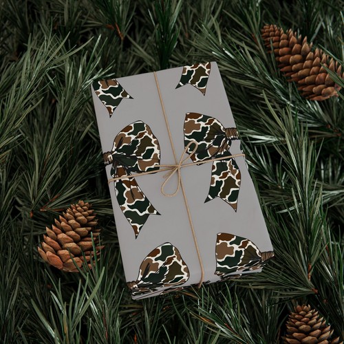 Camo Bow Coquette Grey Wrapping Papers - Picture 12 of 37