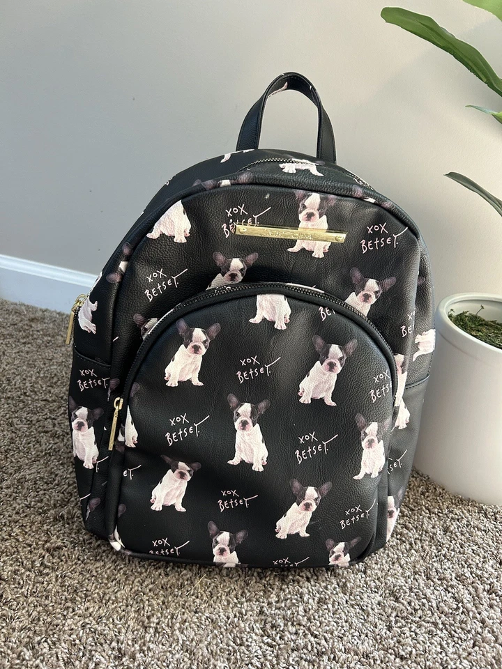 Betsey Johnson Black French Bulldog Backpack Dog Purse HTF Rare! Bag Puppy - Image 2 of 4