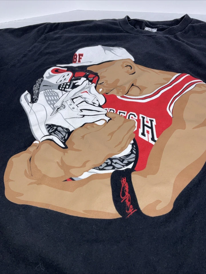Bobby Fresh “Jordan Holding 4’s” Black Graphic Print T Shirt Mens Sz: XL - Image 3 of 4
