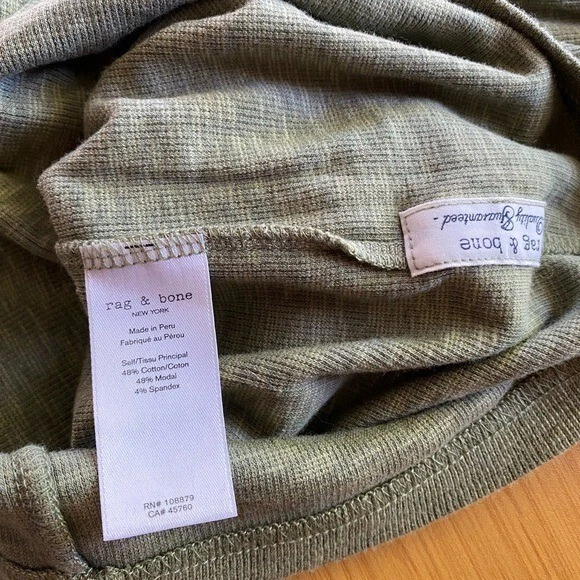 RAG & BONE Core Ribbed T Shirt in Green Short Sleeve Stretch Casual Size Xs - Image 4 of 4