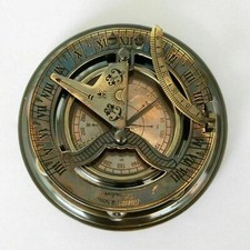 Antique beautiful vintage brass sundial compass nautical collectible item SC06