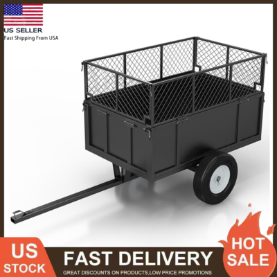 #ad ATV UTV Trailer Dump Cart Tow Behind for Lawn Mower Tractor 750 LBS 17 Cu. Ft. $208.99