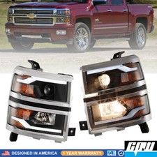 For 2014-2015 Chevy Silverado 1500 Projector Headlights Led Drl Bar Black Chrome For 2014-2015 Chevy Silverado 1500 Projector Headlights Led Drl Bar Black Chrome
