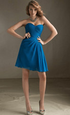 Angelina Faccenda by Morilee NWT size 16 strapless chiffon formal dress - peacoc