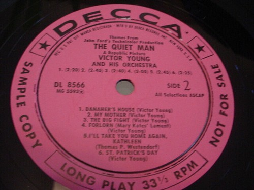 SAMPSON AND DELILAH /THE QUIET MAN, nm- PINK PROMO lp on DECCA 1952 - Picture 2 of 2