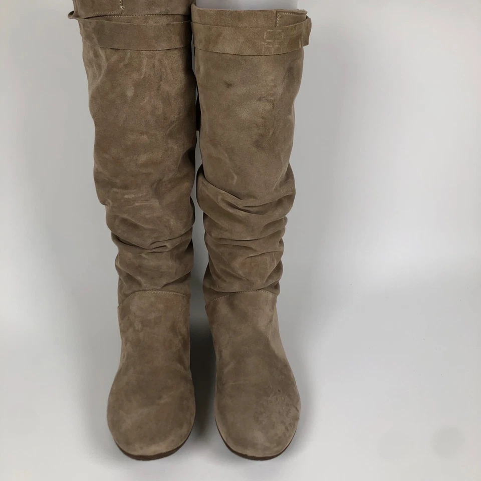 Fornarina womens Size 7.5 - 8 / 38 Tan Suede Leather Slouch Bow Knee High Boots - Image 2 of 4
