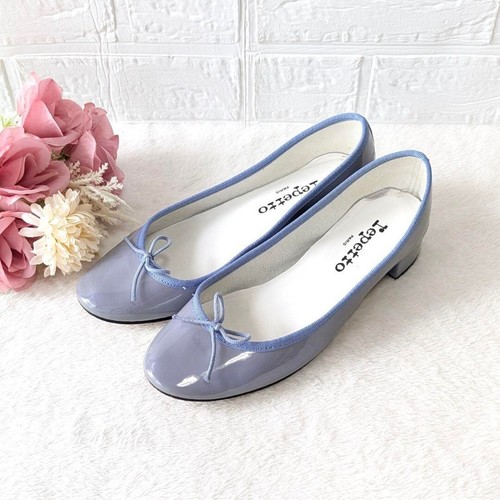 repetto Pumps Round Toe Flat Ballet Shoes Size 38 Light Blue Leather Heel ES1 - Picture 10 of 10