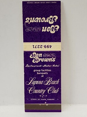 Vintage Matchbook Cover - BEN BROWN'S restaurant Laguna Beach CA Textured Cover