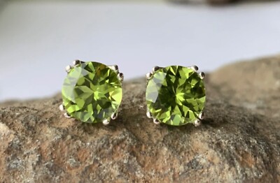 Natural Round Peridot Silver Double Prong Filigree Studs 4mm 5mm 6mm 8mm