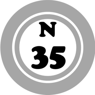 N 35 N35 Bingo Ball - 10 Pack Circle Stickers 3'' x 3'' - Hobby Number Board Lucky