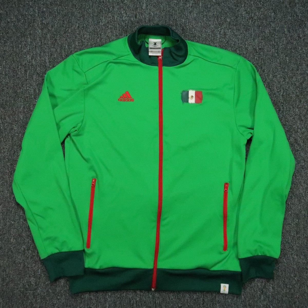 Mexico Jacket Mens Small Green Adidas Full Zip Track Pockets Fifa