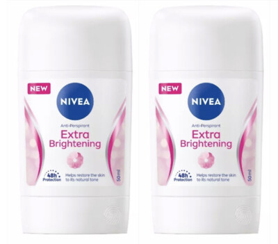 2 pcs. Nivea Stick Extra Bright Anti Perspirant 48h Smooth and Radiant 50ml.