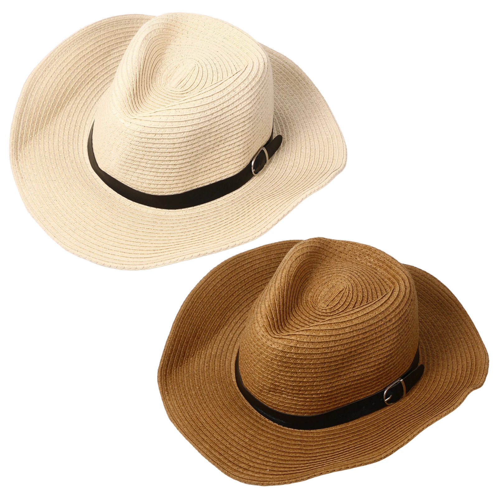 Women's Men's Bohemian Summer Straw Sun Hat Wide Brim Beach Hat Adjustable Cord