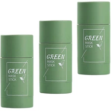 3PCS Green Tea Mask Stick Facial Cleansing Oil Acne Blackhead Control Deep Clean