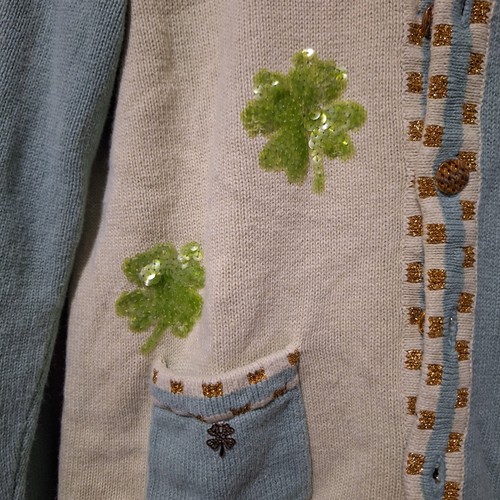 HSN Storybook Strick grün Cardigan Pullover St. Patrick's Clover Gr. SM Vintage - Bild 12 von 12