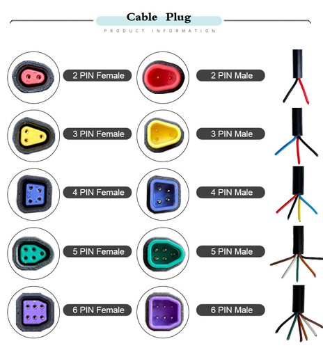 E-bike Shaped Connector 2/3/4/5/6 Pin Cable SM Waterproof Plug Signal Cable - Picture 17 of 28