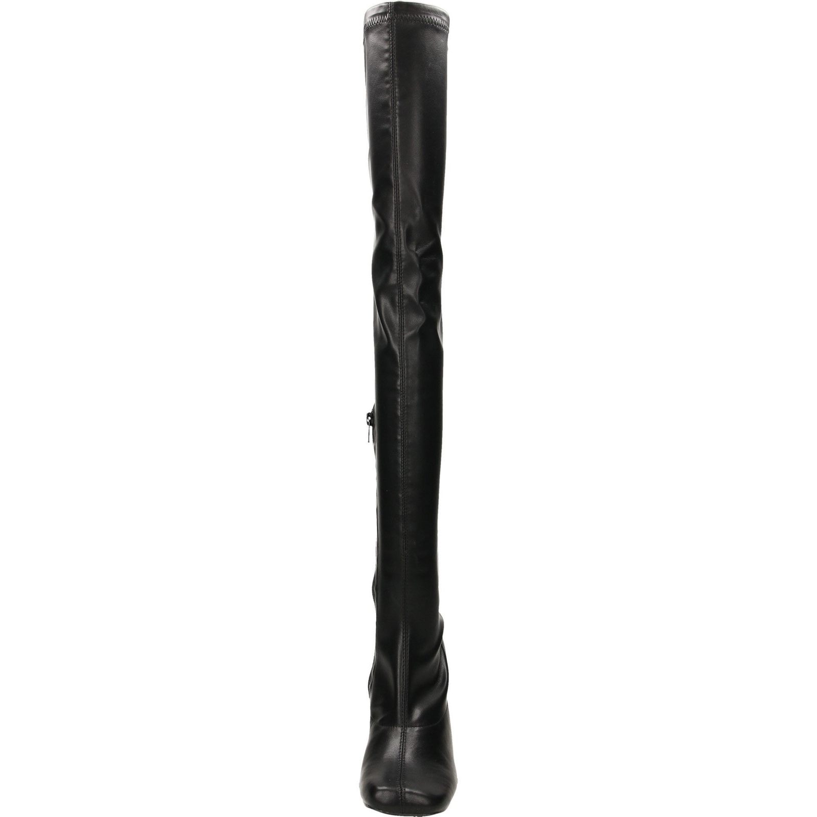 Black Over Knee Boots Thigh High Heel Stretchy Faux Leather Fetish Square Toe image 7