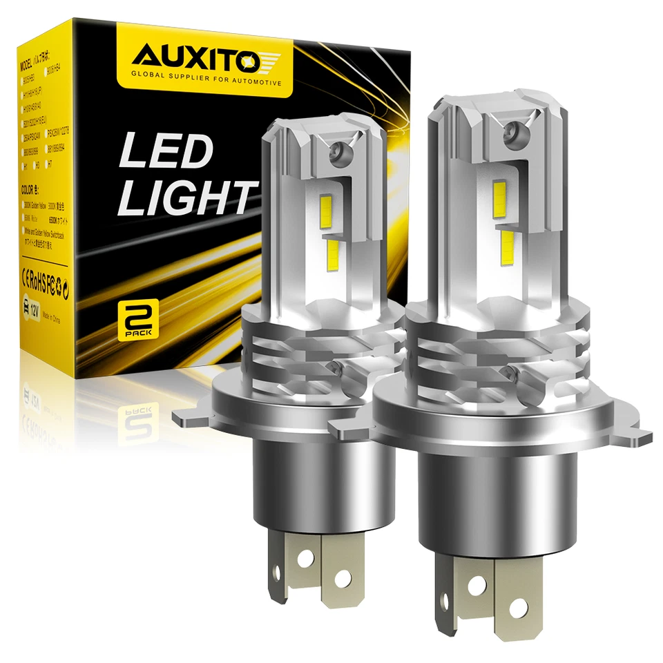 AUXITO Pair H4 Headlight Globe Light LED 6500K High Low Beam Bulbs Kit White - image 2 of 4