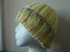Hand knitted warm and cozy wool blend hat beanie/hat, light yellow