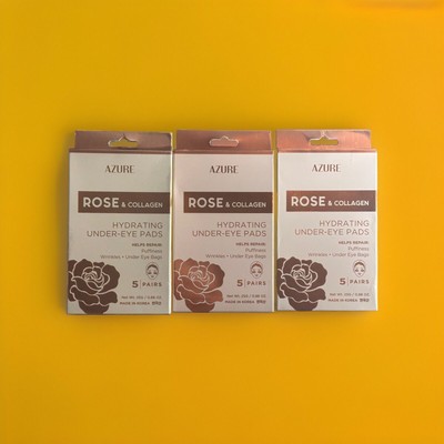 3x Azure Rose & Collagen Hydrating Under-Eye Pads 5 Pairs Korea .88 Oz