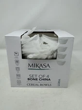 Mikasa Bone China Loria White Cereal Bowls - Set of Four - Nib oven safe 6” NEW