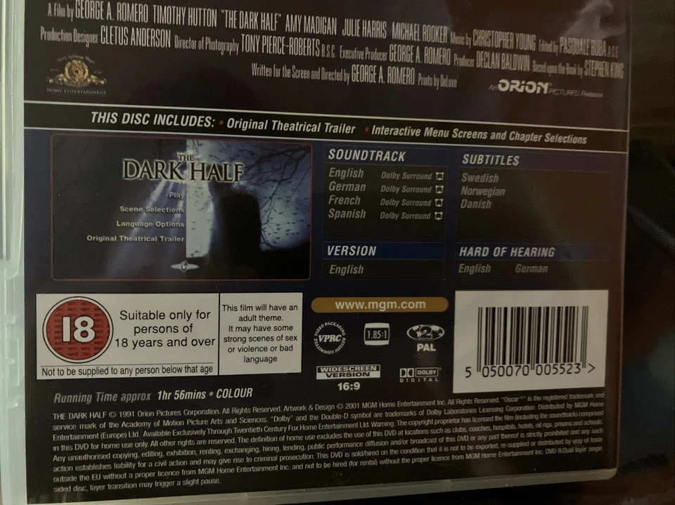 The Dark Half [DVD, 2001] - Image 3 of 4