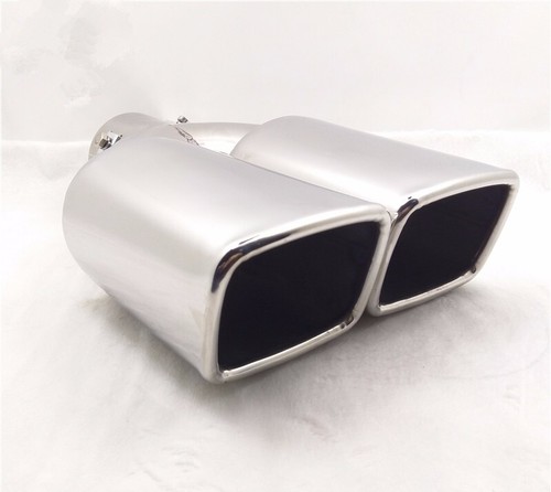 1PC Car Exhaust Muffler Tip Dual Square Tail Pipe Stainless Chrome 2.5" Inlet US - Picture 6 of 10