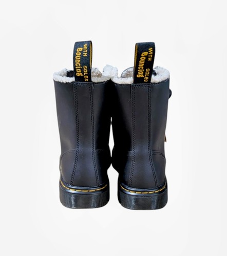 Dr. Martens Zavala Fur Fleece-Lined Lace-up Black Leather Combat Boot M 7/ L 8 - 第 2/10 張圖片