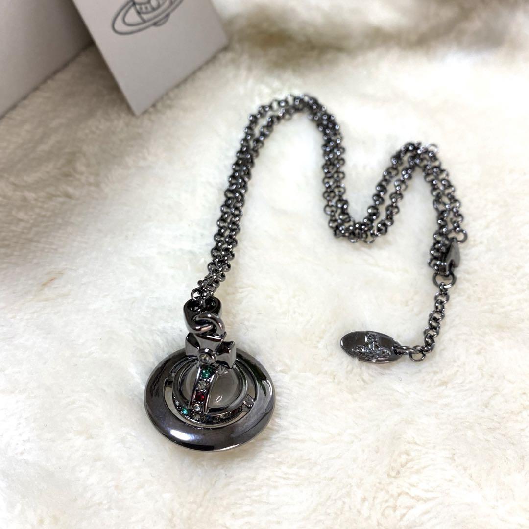 Vivienne Westwood Necklace Ornamental Small Orb Gunmetal NEW Japan