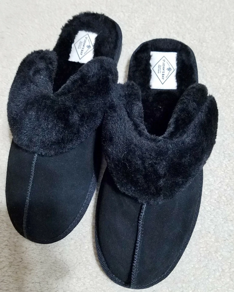 NUEVAS ZAPATILLAS ST JOHN'S BAY MUJER GAMUZA NEGRA CON RIBETE DE PIEL SINTÉTICA TALLA 7.5 Foto 2 de 4