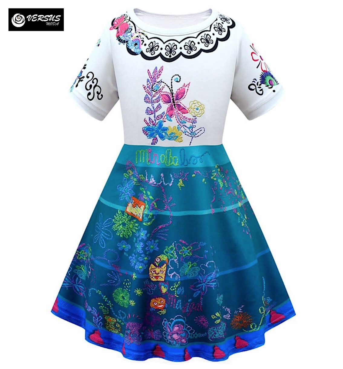 Immagine 3 - Mirabel Costume Carnevale Encanto Maschera Bambina Vestito Cosplay Dress ENCAN05