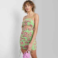 Women's Sleeveless Cut Out Ruched Front Bodycon Dress - Wild Fable - Green Med