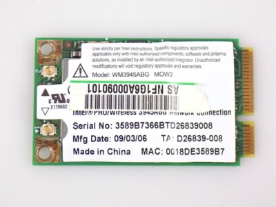Intel WM3945ABG MOW2 Wifi WLAN Mini-PCI-Express Card 802.11b/g für Notebooks