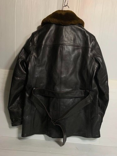 Buzz Rickson's Horsehide Mouton Collar Aviation Car Coat 40 - Military Style JP - Picture 7 of 11