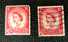 VINTAGE QUEEN ELIZABETH 2 1/2D POSTAGE STAMPS RED (2) — photo 1