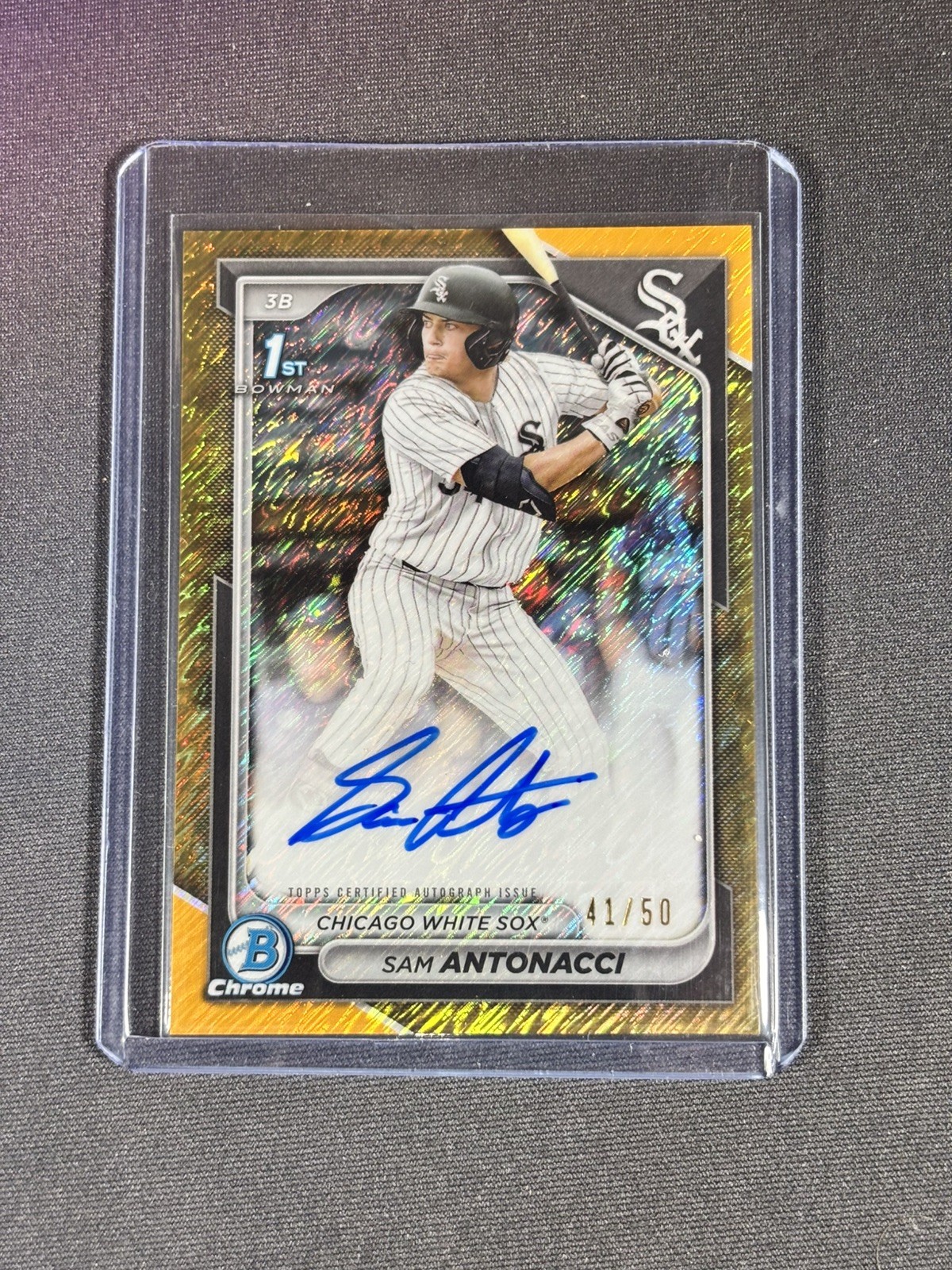 2024 Bowman Draft Sam Antonacci Chrome Auto Gold Shimmer Refractor 1st #/50