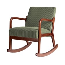 Rocking Armchair Nursery Chair Corduroy Green Comfortable Modern Furniture OR-GN