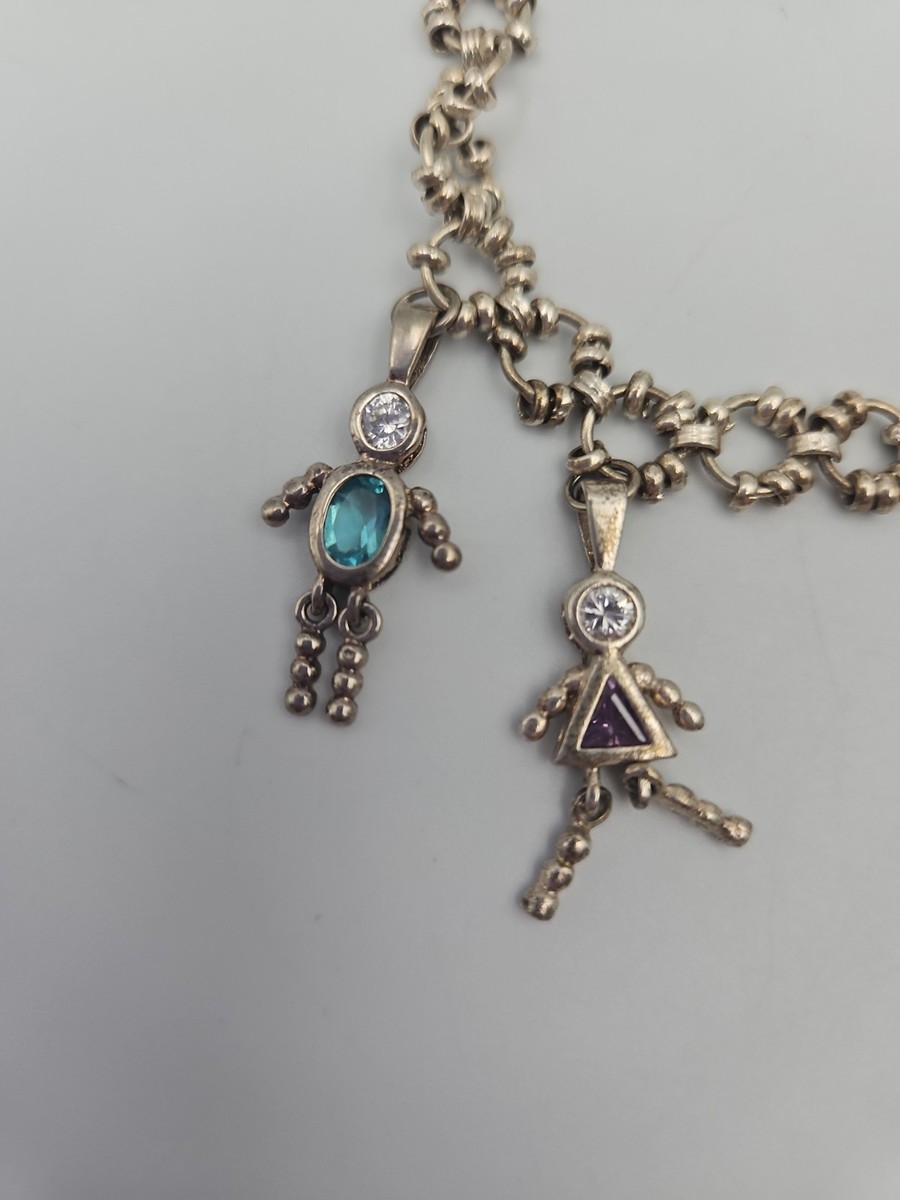 Vintage Sterling Silver 925 Charm Bracelet Birthstone Kid Charms View 4