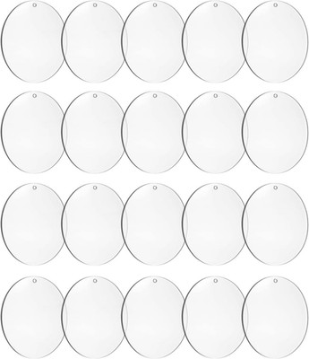 4 Inch round Acrylic Blanks Ornament 20 Pcs Clear Acrylic Disc Circle with Holes