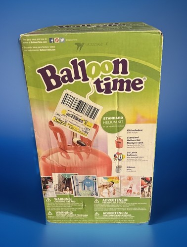 New Balloon Time Standard Helium Kit Air Mixture Tank Balloons & Ribbon Included